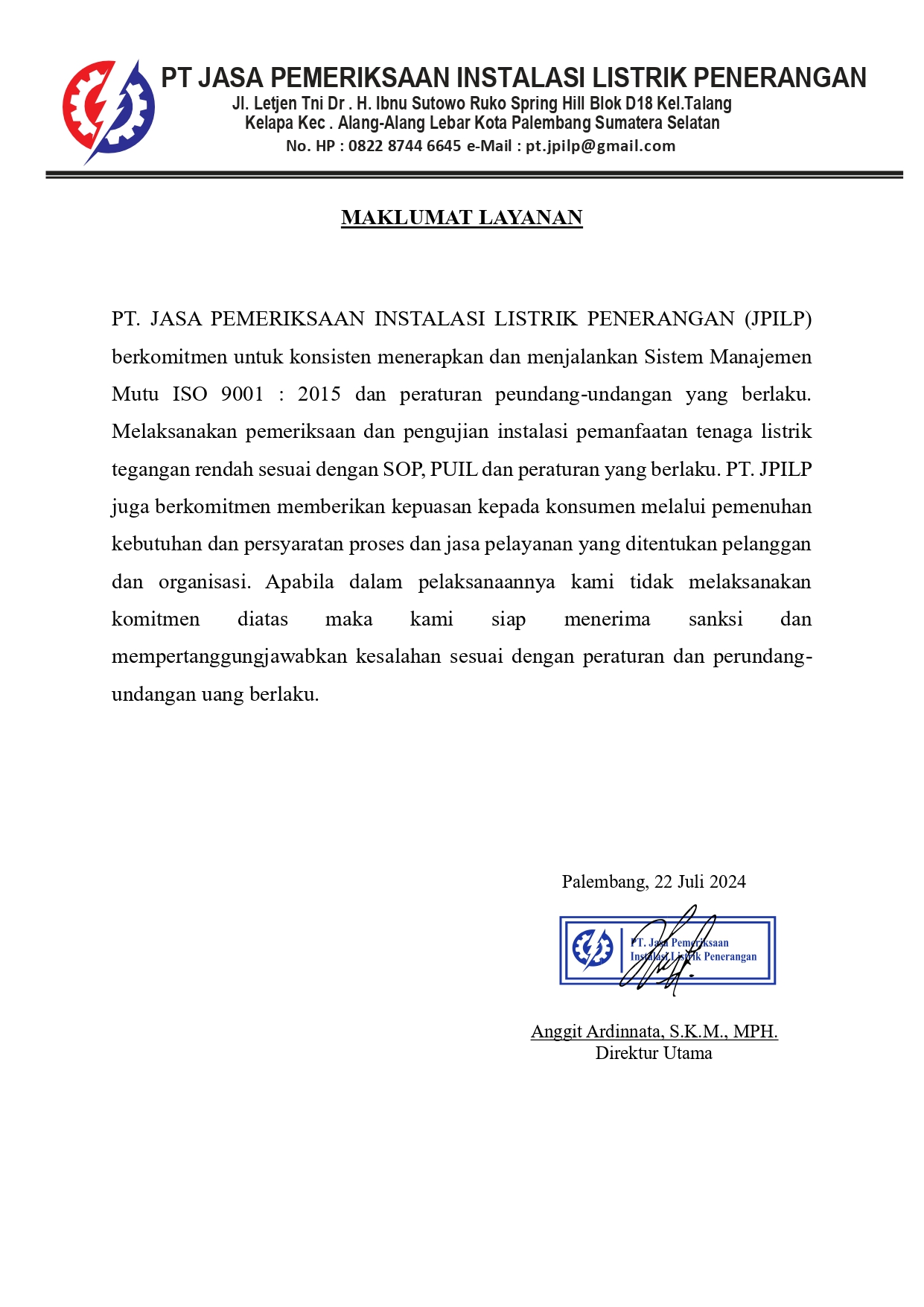 Mutu Pelayanan PT JPILP